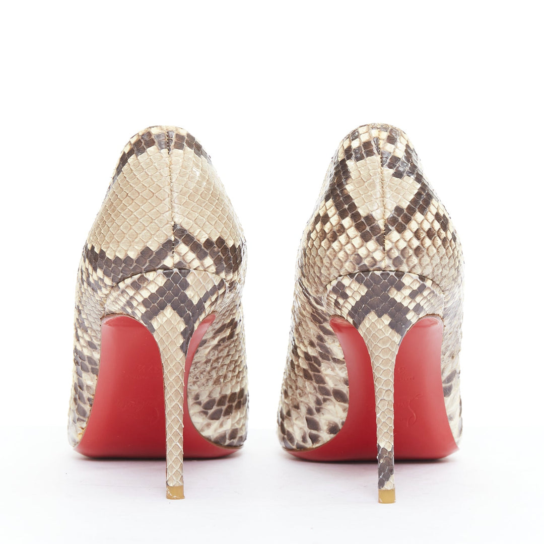 CHRISTIAN LOUBOUTIN Declic natural scaled leather almond toe stiletto pumps EU37.5