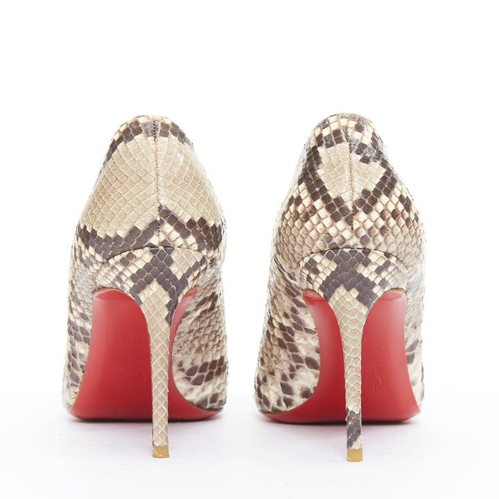 CHRISTIAN LOUBOUTIN Declic natural scaled leather almond toe stiletto pumps EU37.5