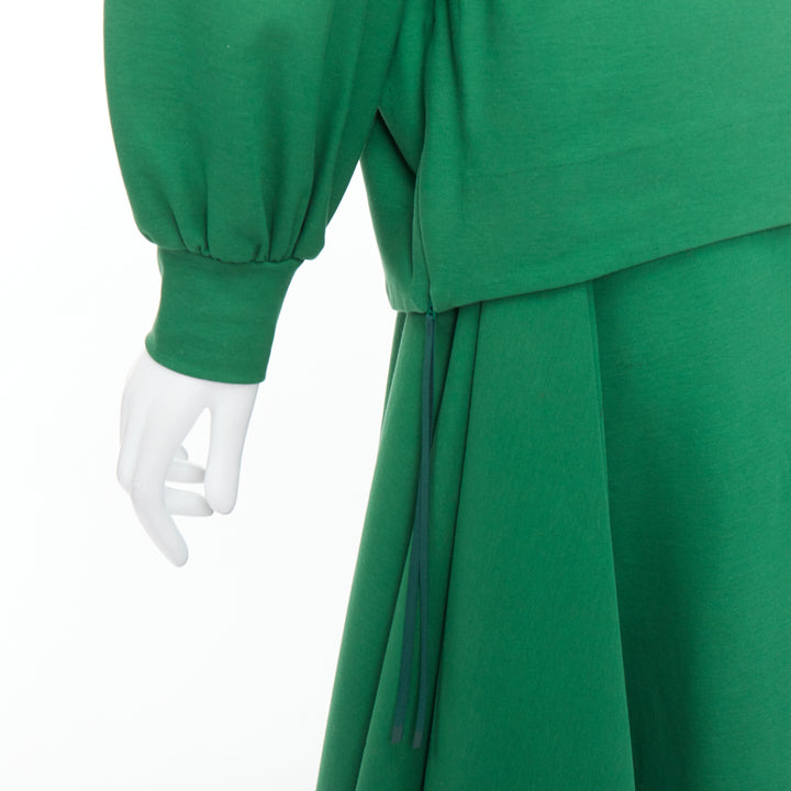 HYKE green cotton pullover sweater asymmetric hem skirt set JP2 M