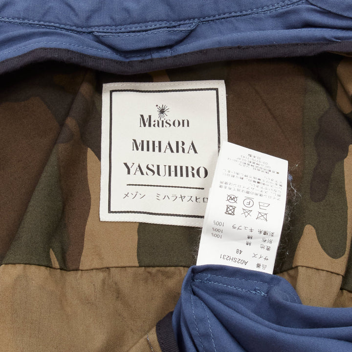 MIHARA YASUHIRO blue navy vintage badge 2-in-1 hybrid shirt IT48 M