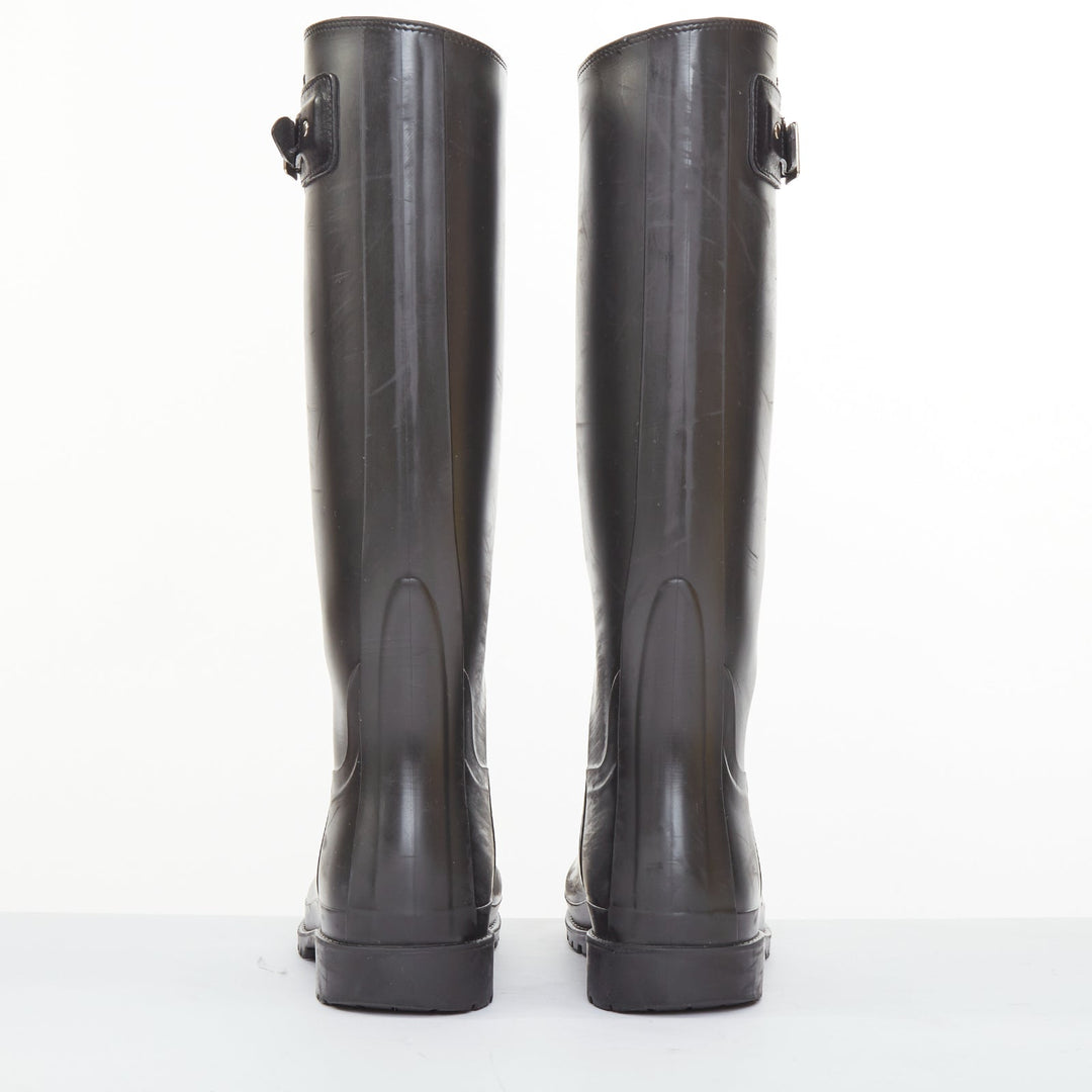 SAINT LAURENT 2016 Runway Festival matte black rubber buckle rain boots EU39