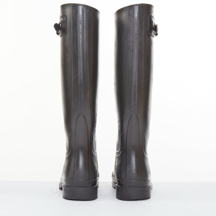 SAINT LAURENT 2016 Runway Festival matte black rubber buckle rain boots EU39