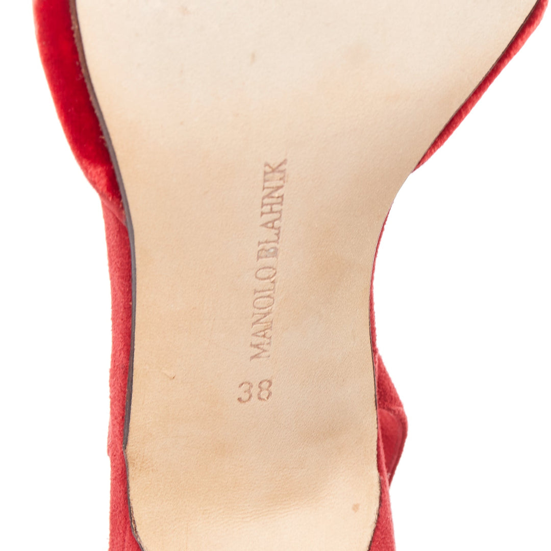 rare MANOLO BLAHNIK red suede harlequin check slingback pumps EU38