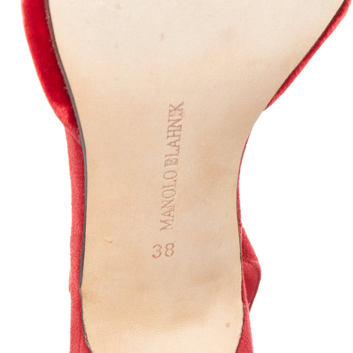 rare MANOLO BLAHNIK red suede harlequin check slingback pumps EU38