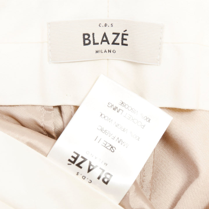 BLAZE MILANO camel virgin wool Signature curved pocket pleat front pants US2 S