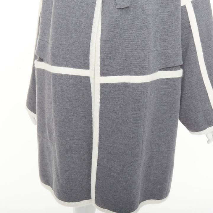 CHLOE 2014 Runway anthracite cage virgin wool angora cape coat S
