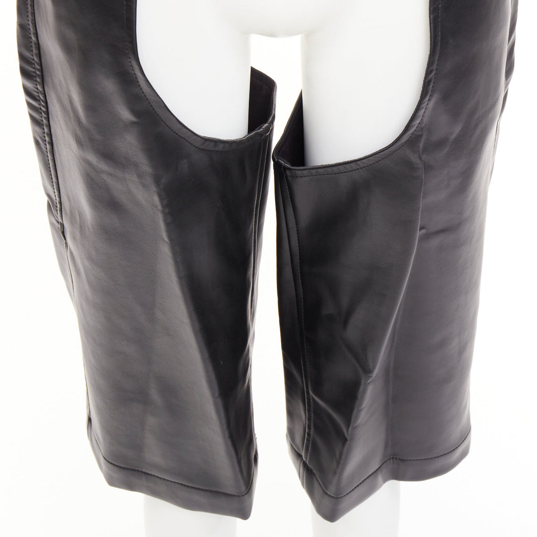 COMME DES GARCONS HOMME PLUS 2019 Runway faux leather cutout chaps shorts XS