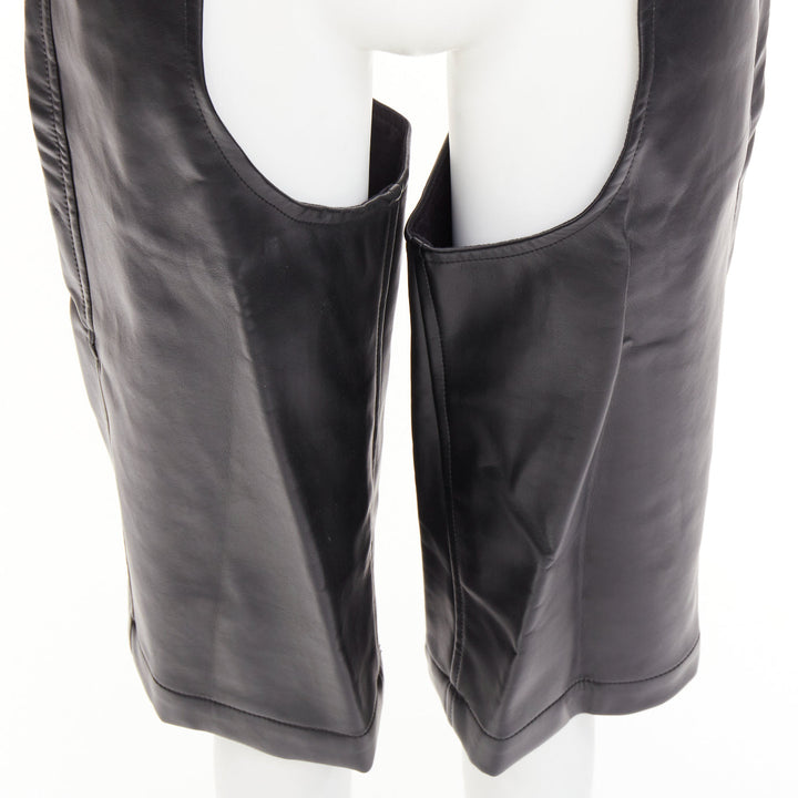 COMME DES GARCONS HOMME PLUS 2019 Runway faux leather cutout chaps shorts XS
