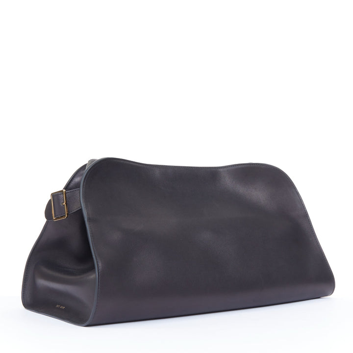 THE ROW 2024 Margaux East West Clutch black saddle leather handbag