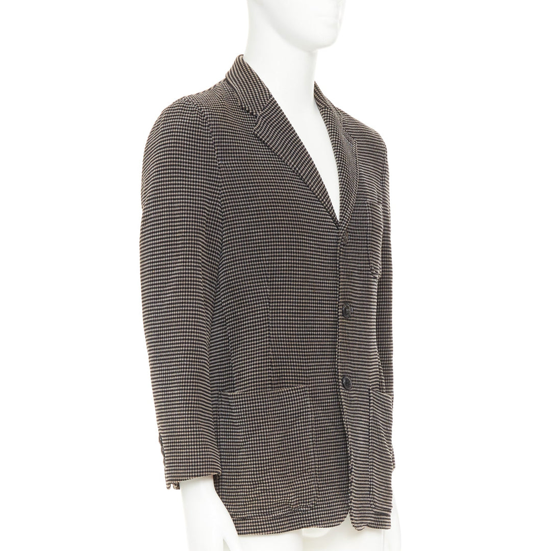 GIORGIO ARMANI brown black cotton blend micro-check 3 pockets blazer  IT46 S