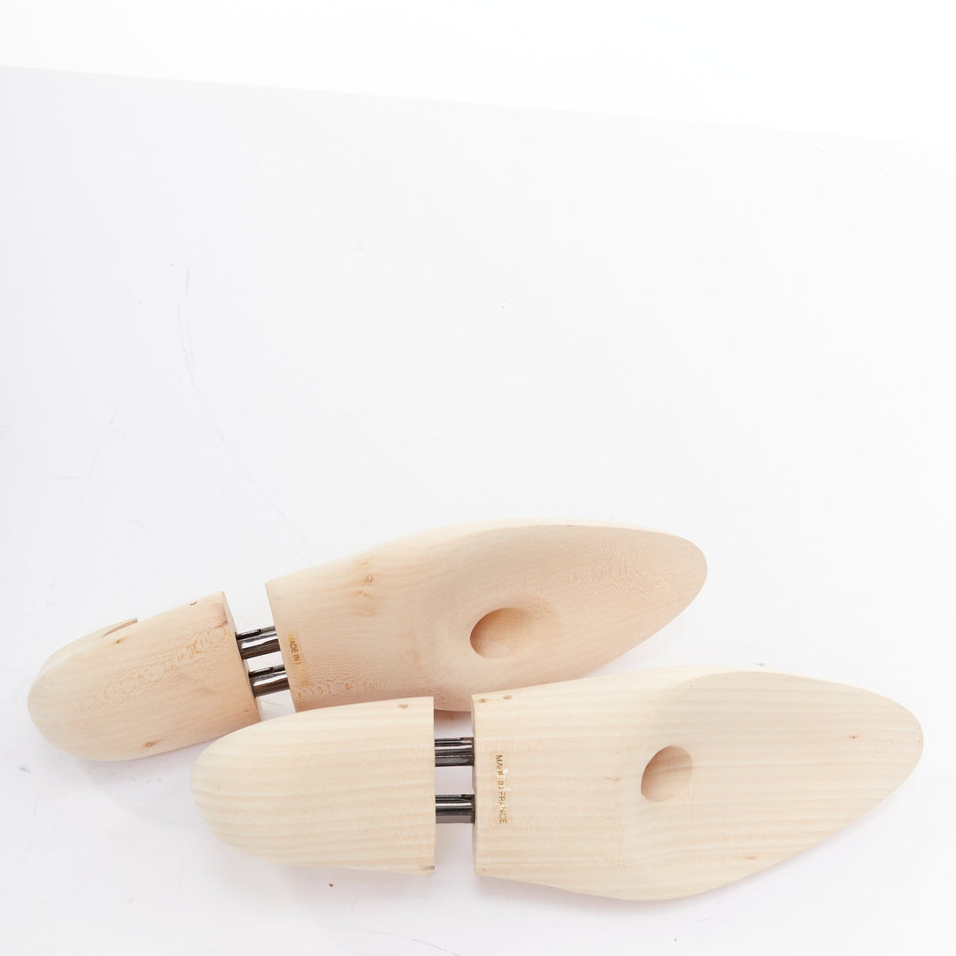 BERLUTI Pair nude wooden carved logo shoe tree shape holder UK8 EU42