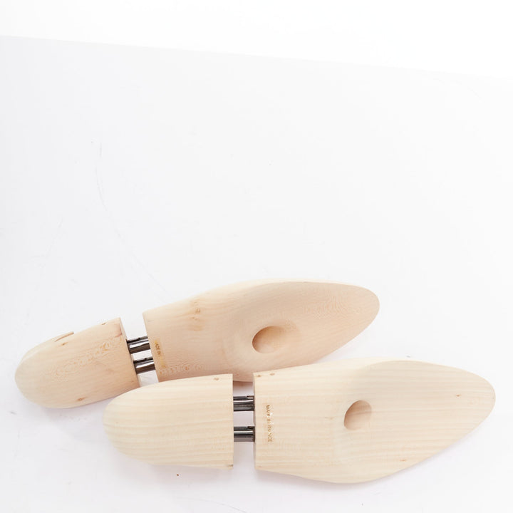 BERLUTI Pair nude wooden carved logo shoe tree shape holder UK8 EU42