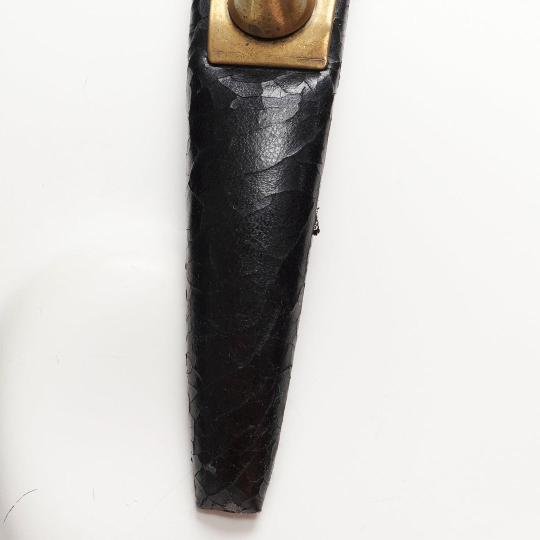 rare GIVENCHY Riccardo Tisci antique gold spike black leather headband