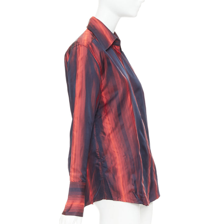 GUCCI 1997 Tom Ford Vintage orange black gradient striped shirt IT40 S