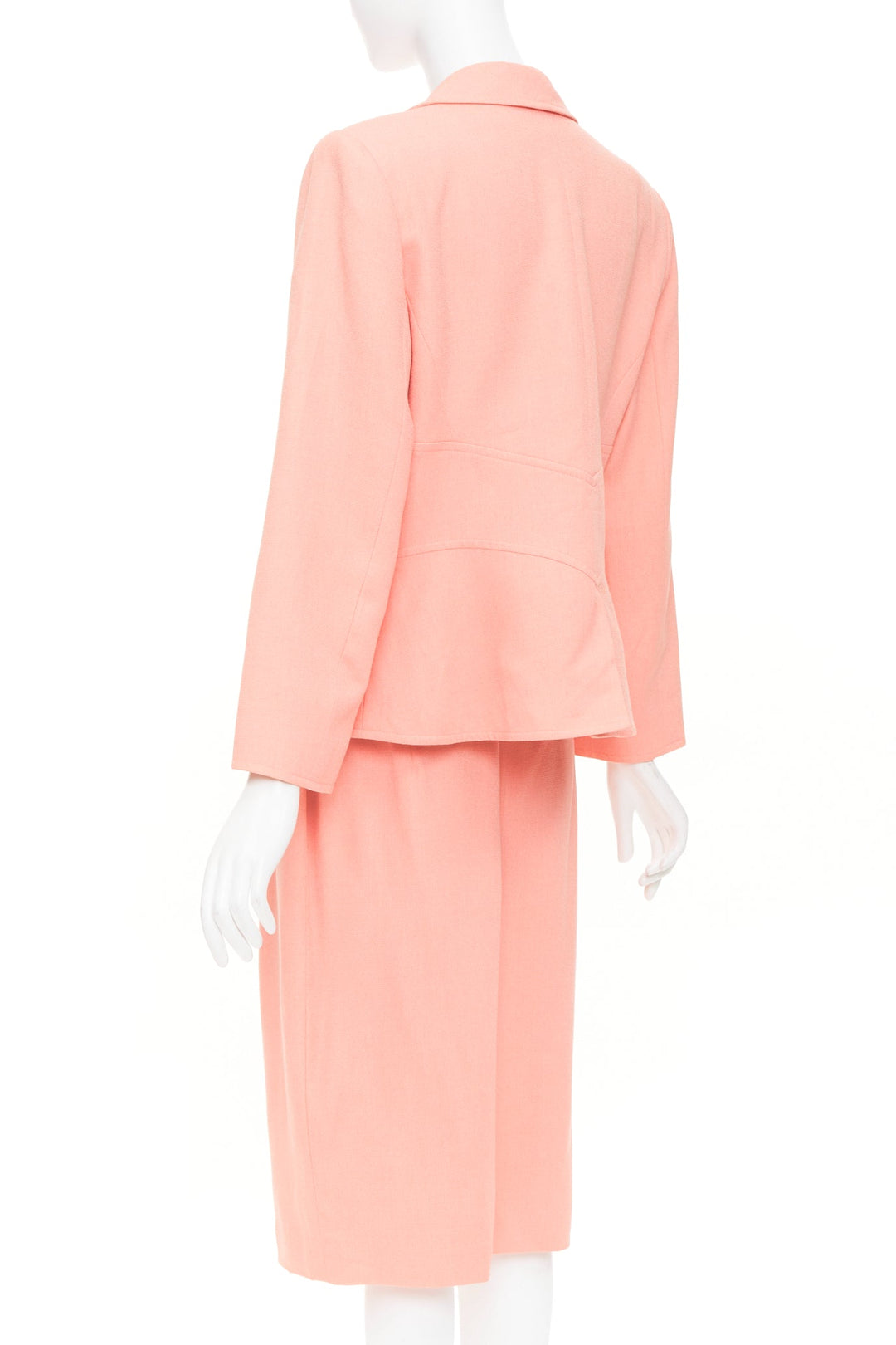 CHRISTIAN LACROIX Vintage peach single gold button wool skirt suit FR46 3XL