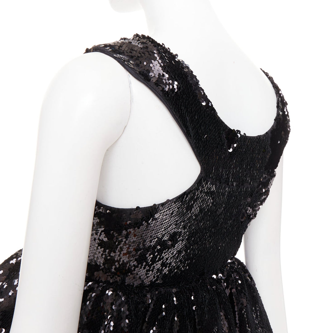 ALEXANDRE VAUTHIER COUTURE SS2025 Runway black sequinned tulle puff bubble dress