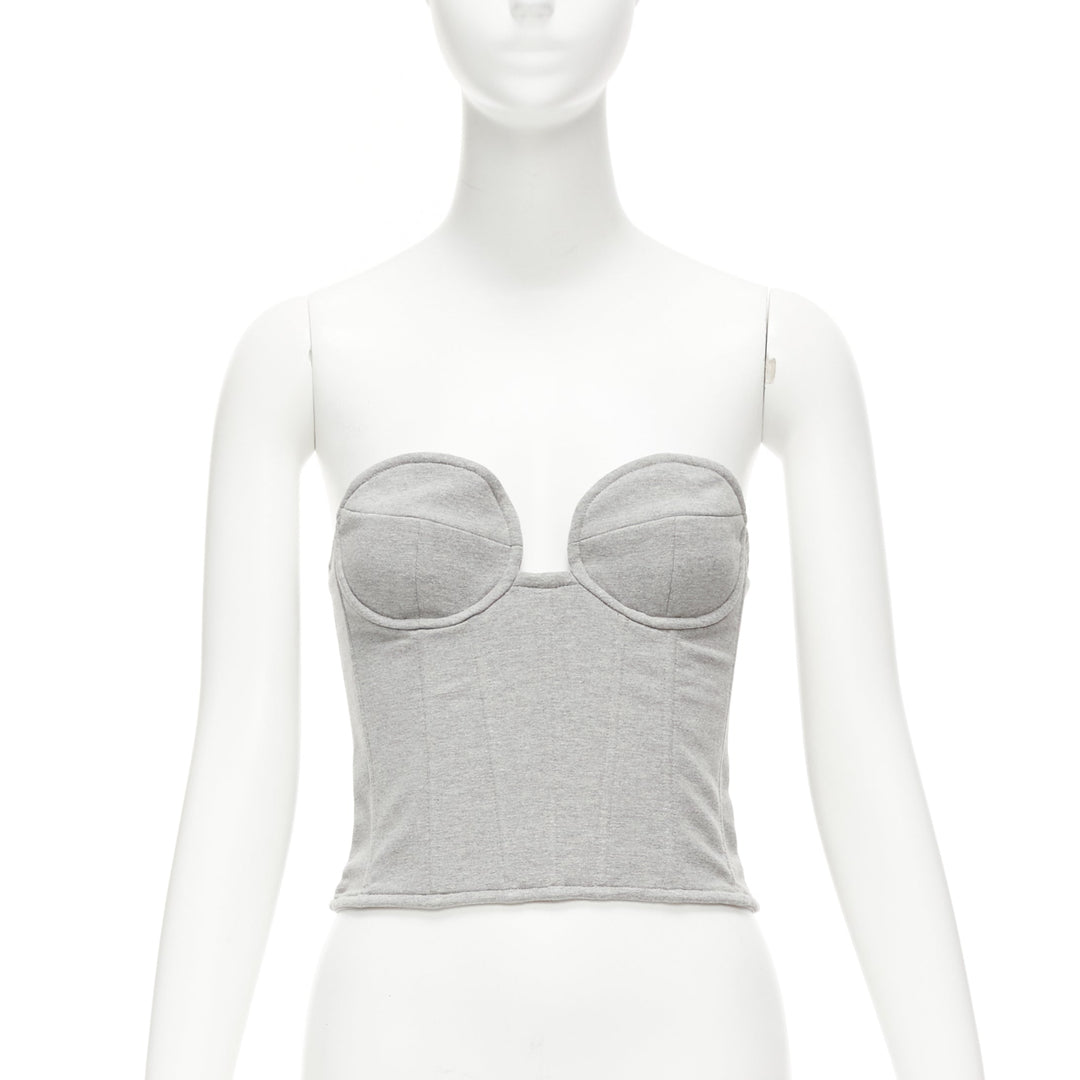 MAGDA BUTRYM 2022 grey cotton blend circular bra boned corset top FR34 XS