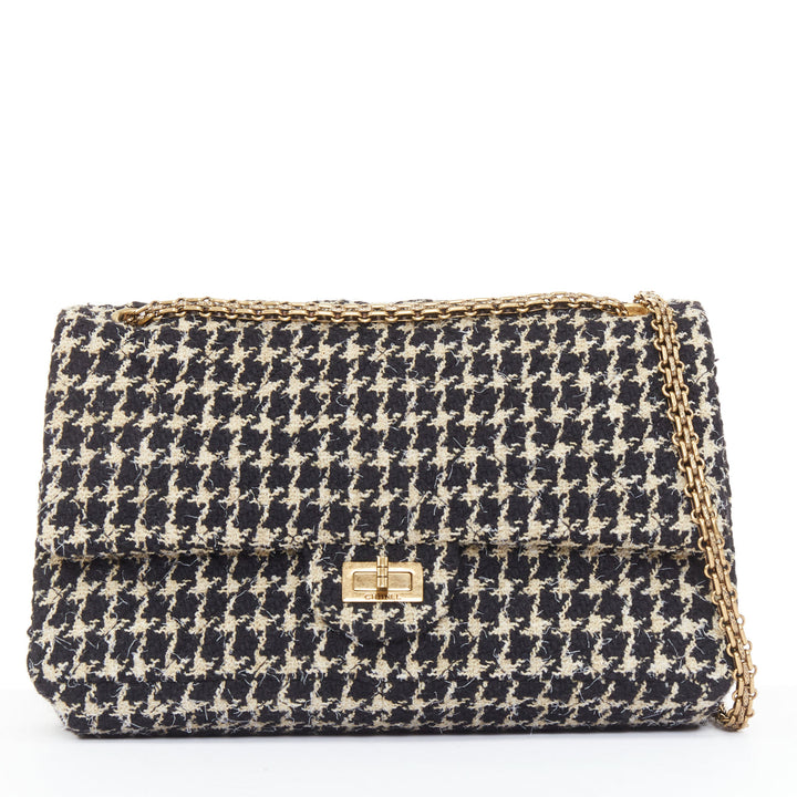 rare CHANEL 2015 Reissue 2.55 Brasserie Gabrielle houndstooth tweed flap bag