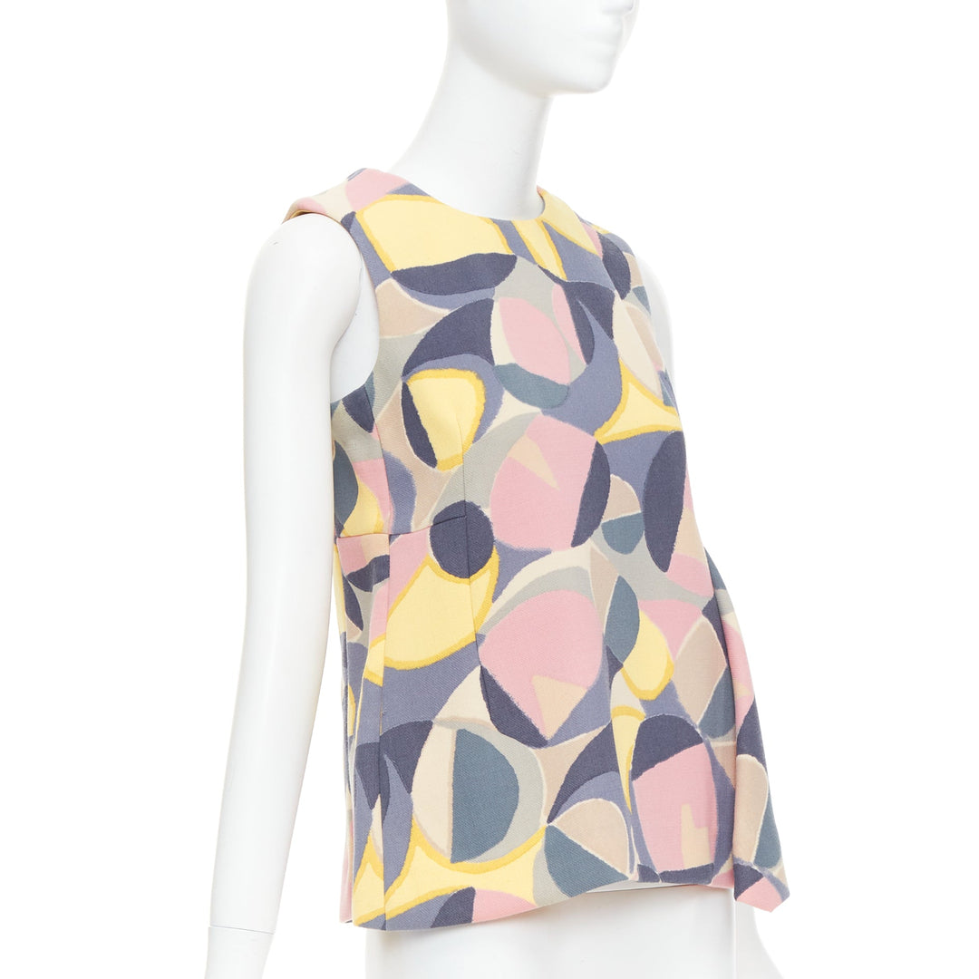 MARNI pastel multicolor abstract print asymmetric peplum top IT38 XS