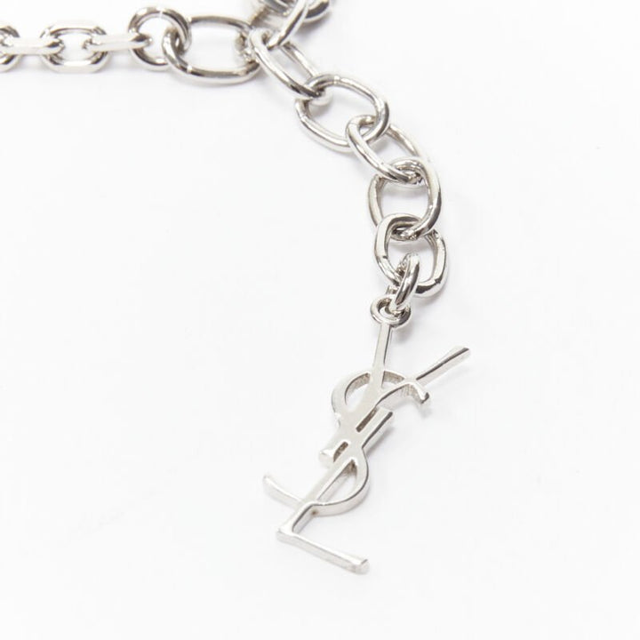 rare SAINT LAURENT Hedi Slimane crystal black twist YSL charm choker necklace