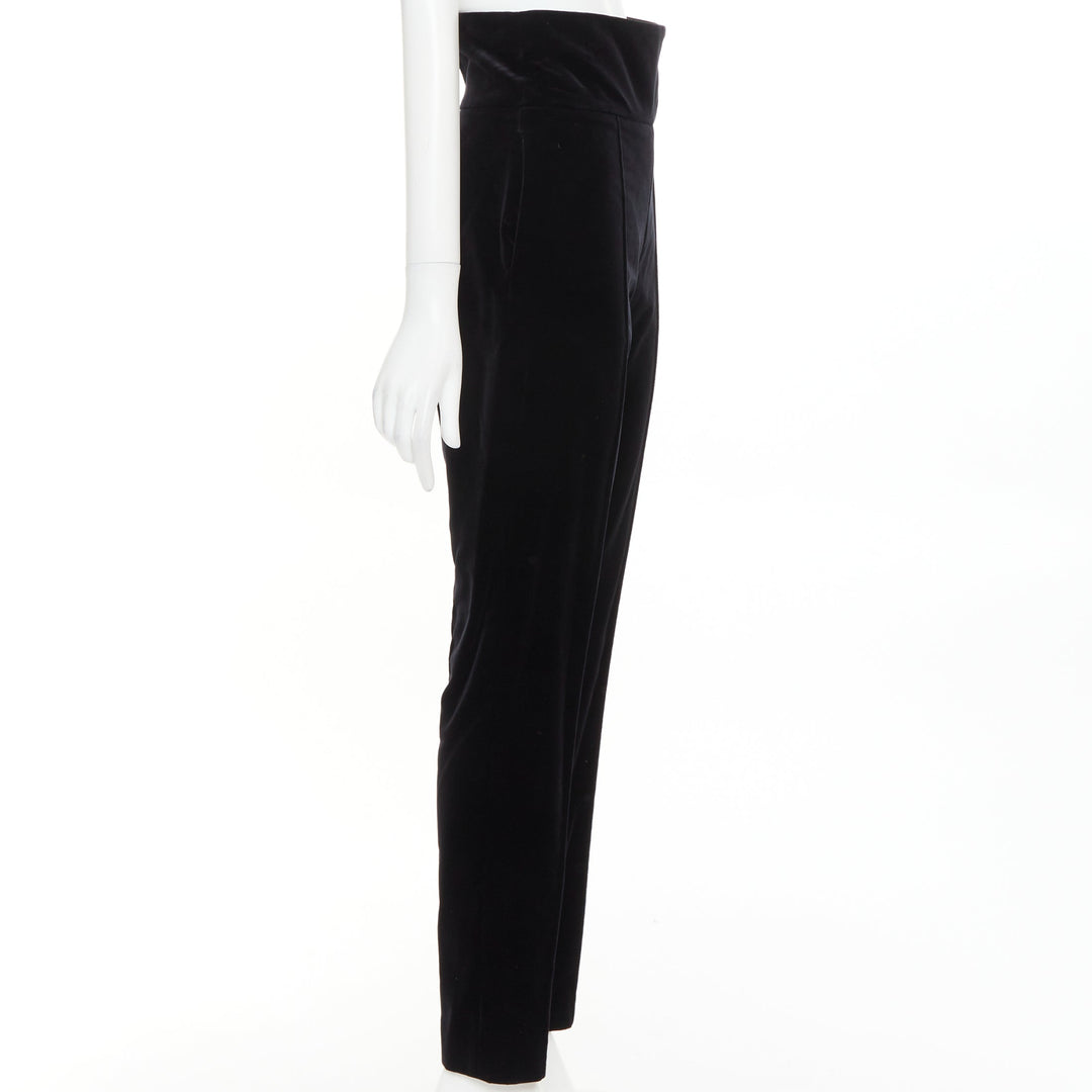 ALEXANDRE VAUTHIER black velvet high waisted front pleat tapered pants