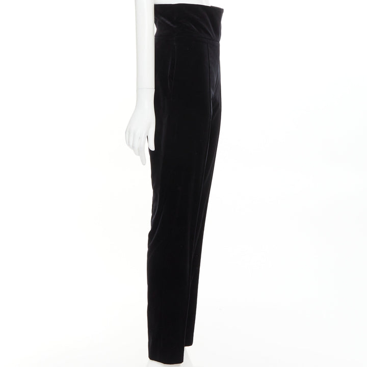 ALEXANDRE VAUTHIER black velvet high waisted front pleat tapered pants
