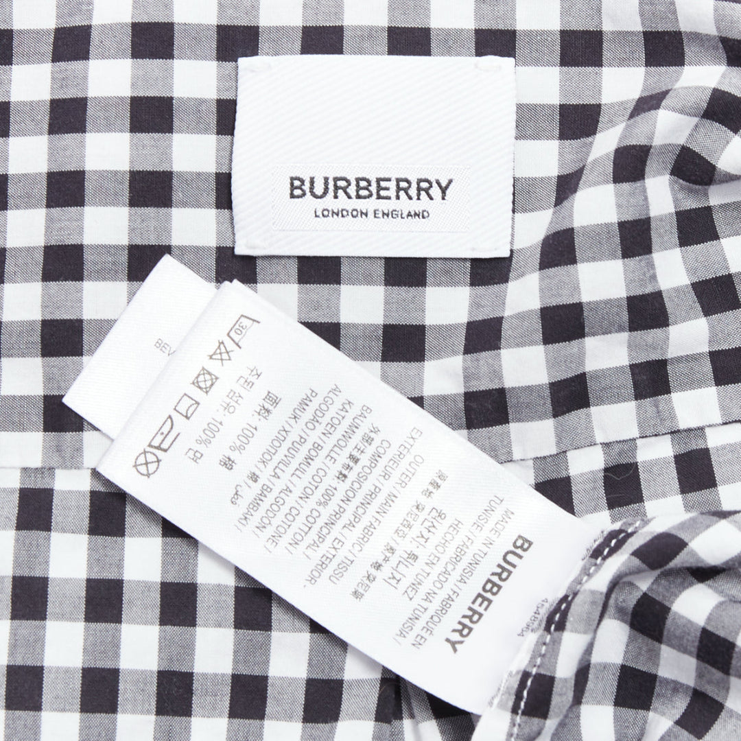 BURBERRY black white cotton check gingham silver snap button shirt IT40 S