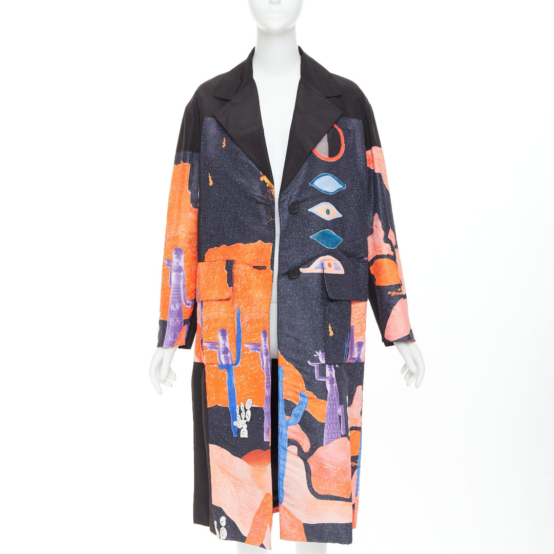 PRADA 2017 Runway Vendemiaire orange black pop art coat IT38 XS Anna Wintour
