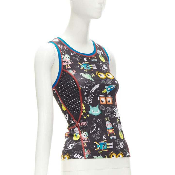 FENDI Activewear black FF robot Monster Eye tank top XS