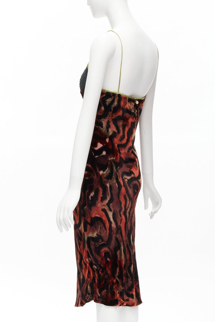 VOYAGE INVEST IN THE ORIGINAL LONDON red swirl velvet embroidered slip dress