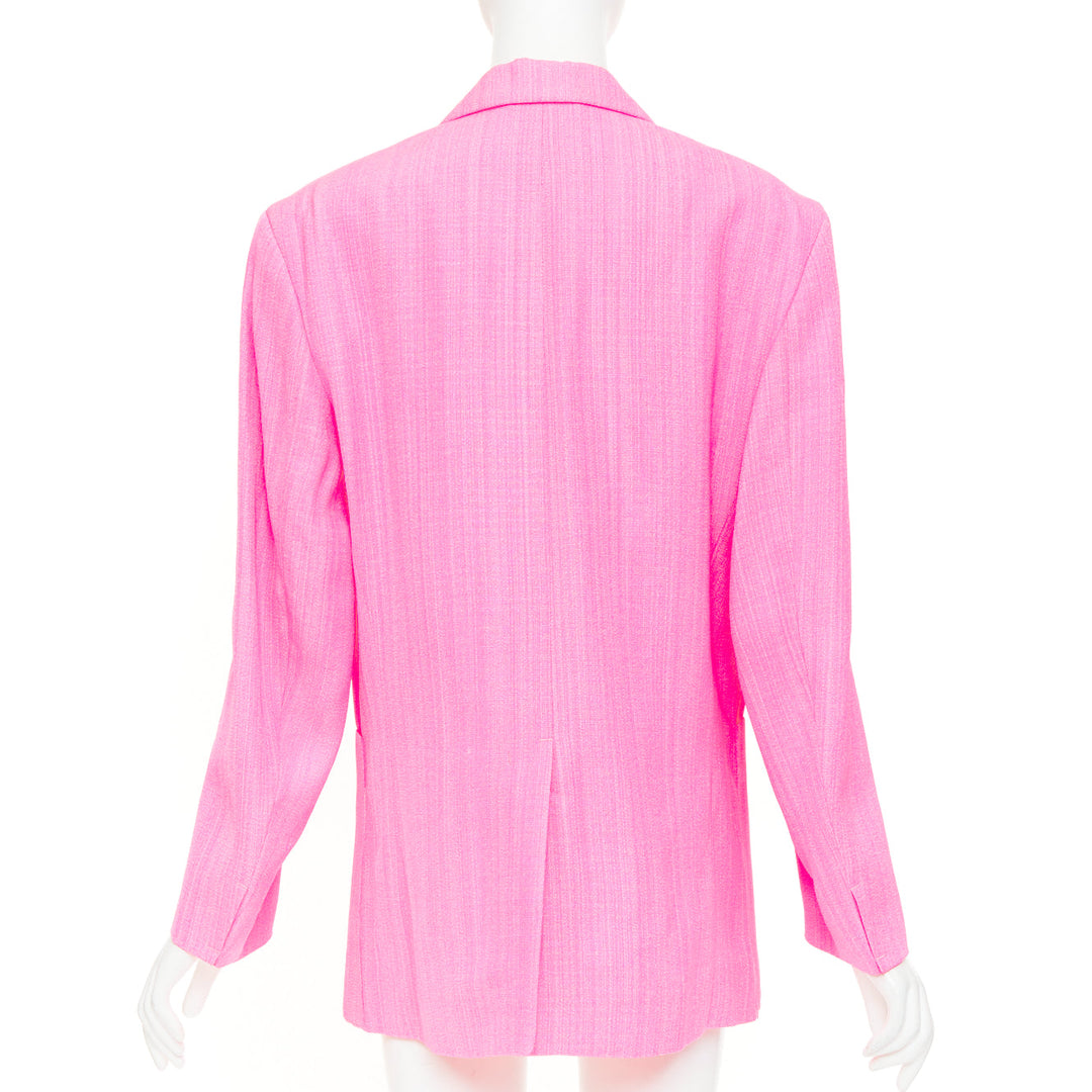 JACQUEMUS 2023 La Raphia  La Veste d'Homme Blazer neon pink long blazer FR36 S