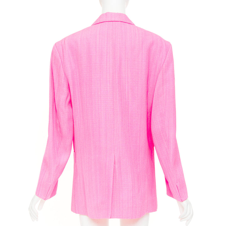 JACQUEMUS 2023 La Raphia  La Veste d'Homme Blazer neon pink long blazer FR36 S