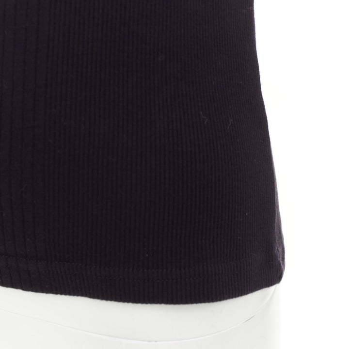 JEAN PAUL GAULTIER The Piercing black gold silver ring detail ribbed tank top S