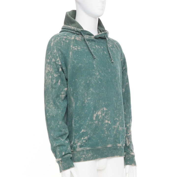 STONE ISLAND 2022 Off-Dye OVD Treatment Cotton fleece hoodie green marbled M