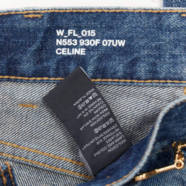CELINE W_FL_015 N553 930F 07UW washed gold horsebit logo buckles flare jeans 26"