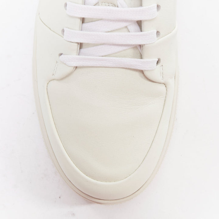 BOTTEGA VENETA white leather minimal lace up sneakers EU39