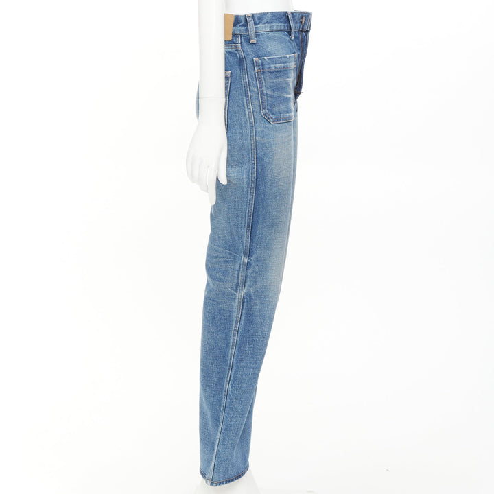 CELINE W_FL_002 N276 930F 07UW blue patch pockets front flare cropped jeans 26"