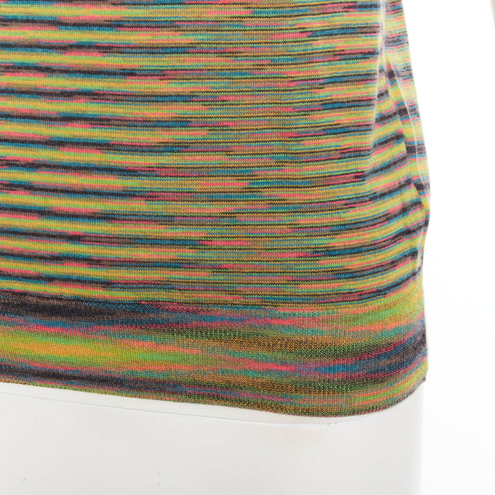 MISSONI Rasta rainbow multicolour graphic wool knitted high neck tank top IT40 S