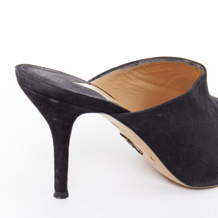 PAUL ANDREW Certosa black suede pointy toe high heel mules EU39.5