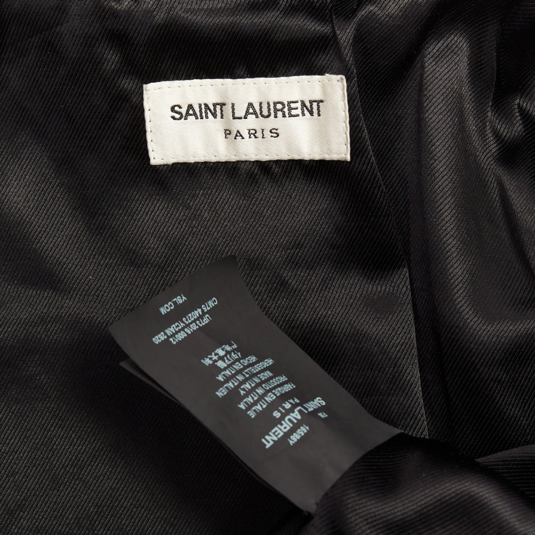 SAINT LAURENT 2016 black lambskin triangular zipper cropped biker jacket FR38