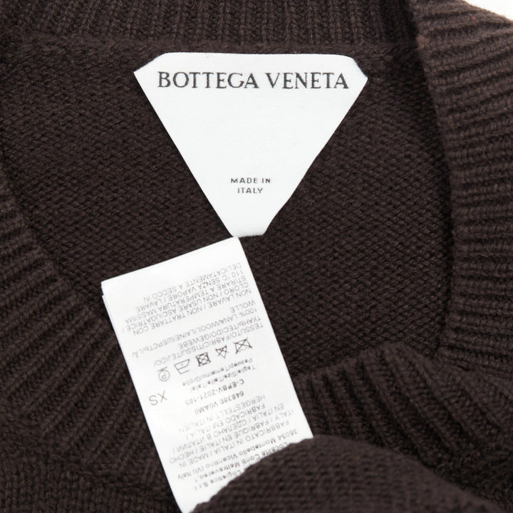BOTTEGA VENETA  100% wool dark brown classic crew neck long sleeve sweater XS