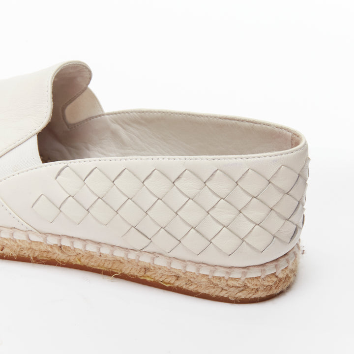 BOTTEGA VENETA white intrecciato woven leather espadrille flats shoes EU37