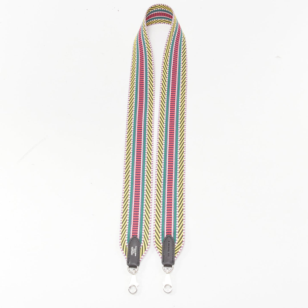 HERMES Sangle Cavale 50 multicolour chevron stripes woven silver hardware strap