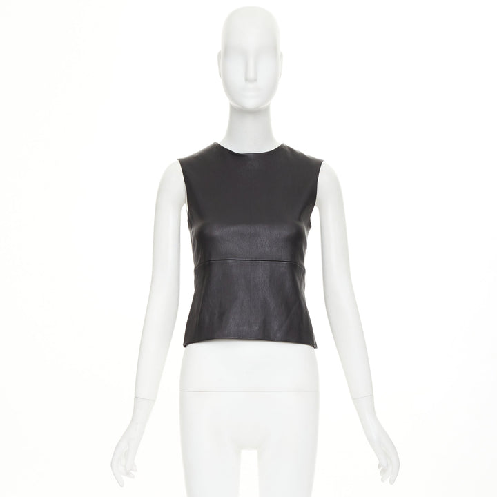 THE ROW soft lambskin stretch minimal seam sleeveless shell top US4 S