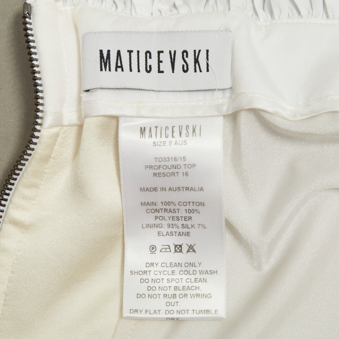 MATICEVSKI 2016 Profound white crisp cotton babydoll high low tunic top AUS8 S