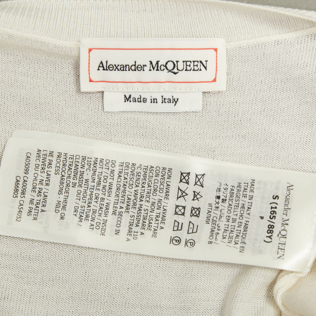 ALEXANDER MCQUEEN 2023 Chiaroscuro off white wool silk floral cardigan top S