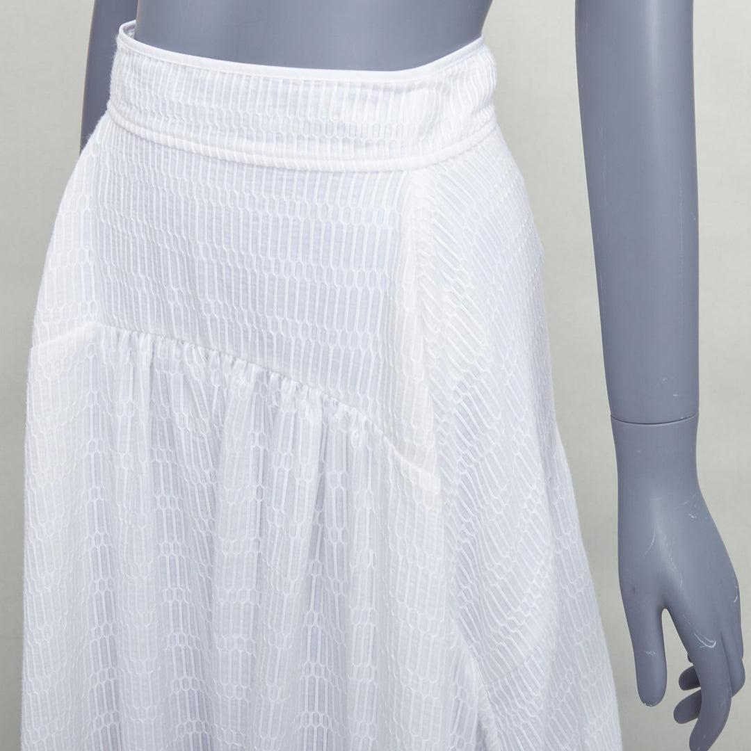 MATICEVSKI 2016 white cotton blend hi low hem frilly full skirt AUS8