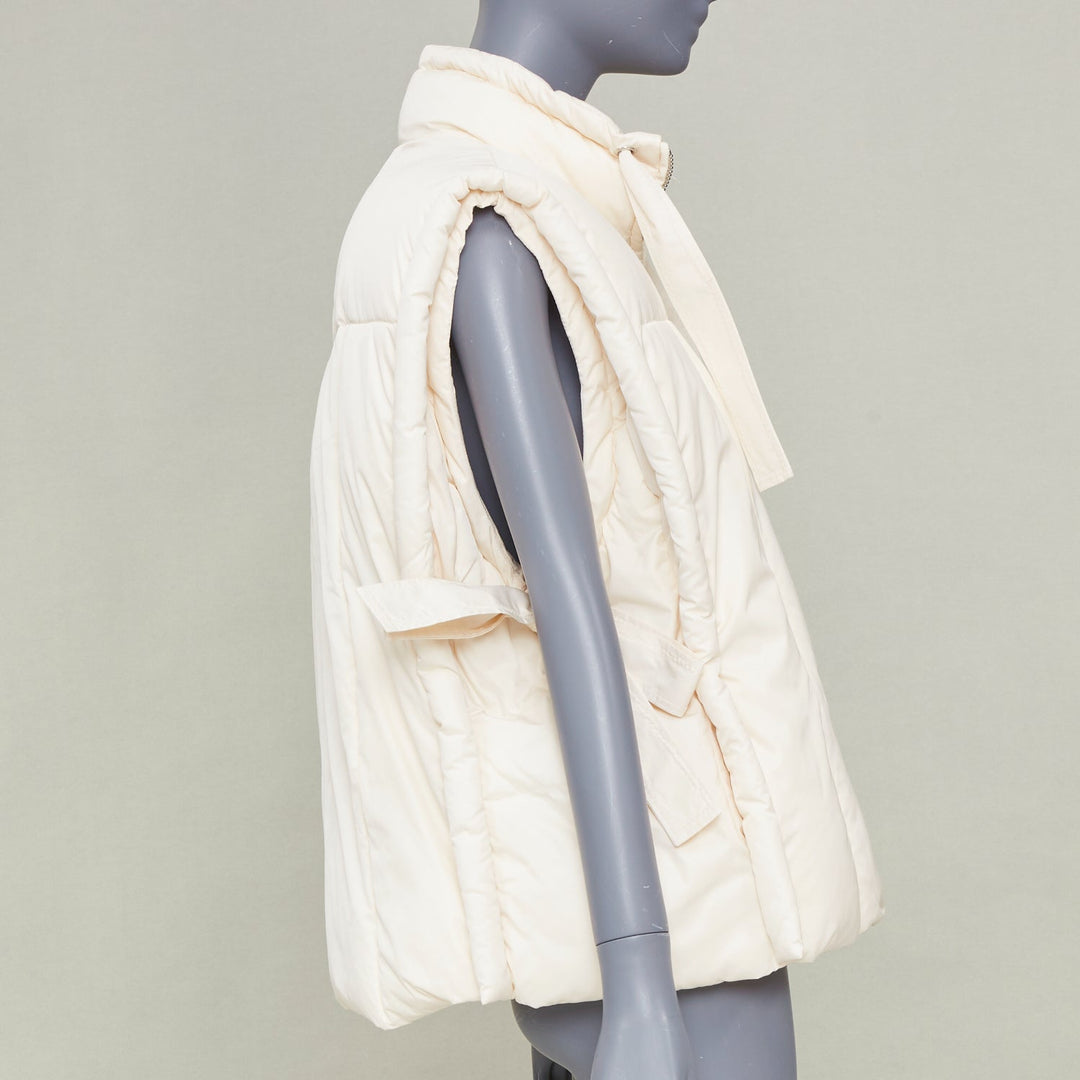 GANNI 2022 oversized shiny puff vest buttercream ivory winter gilet top M