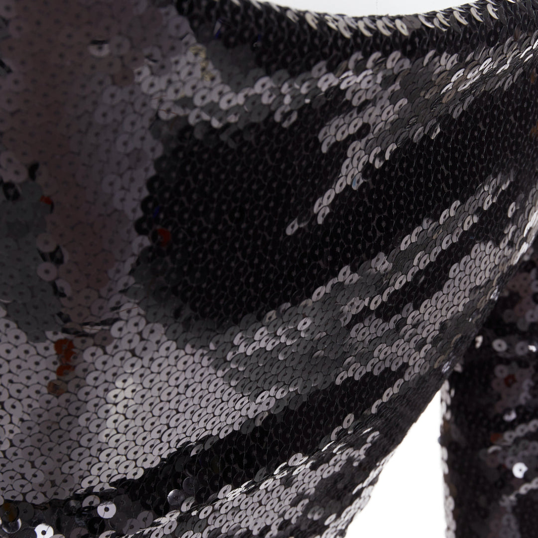 ALEXANDRE VAUTHIER COUTURE SS2023 Runway black sequin off shoulder midi dress