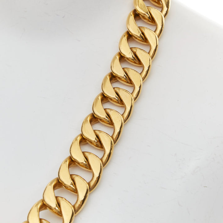 CHANEL 1990's Vintage iconic gold plated logo ID chunky chain necklace belt